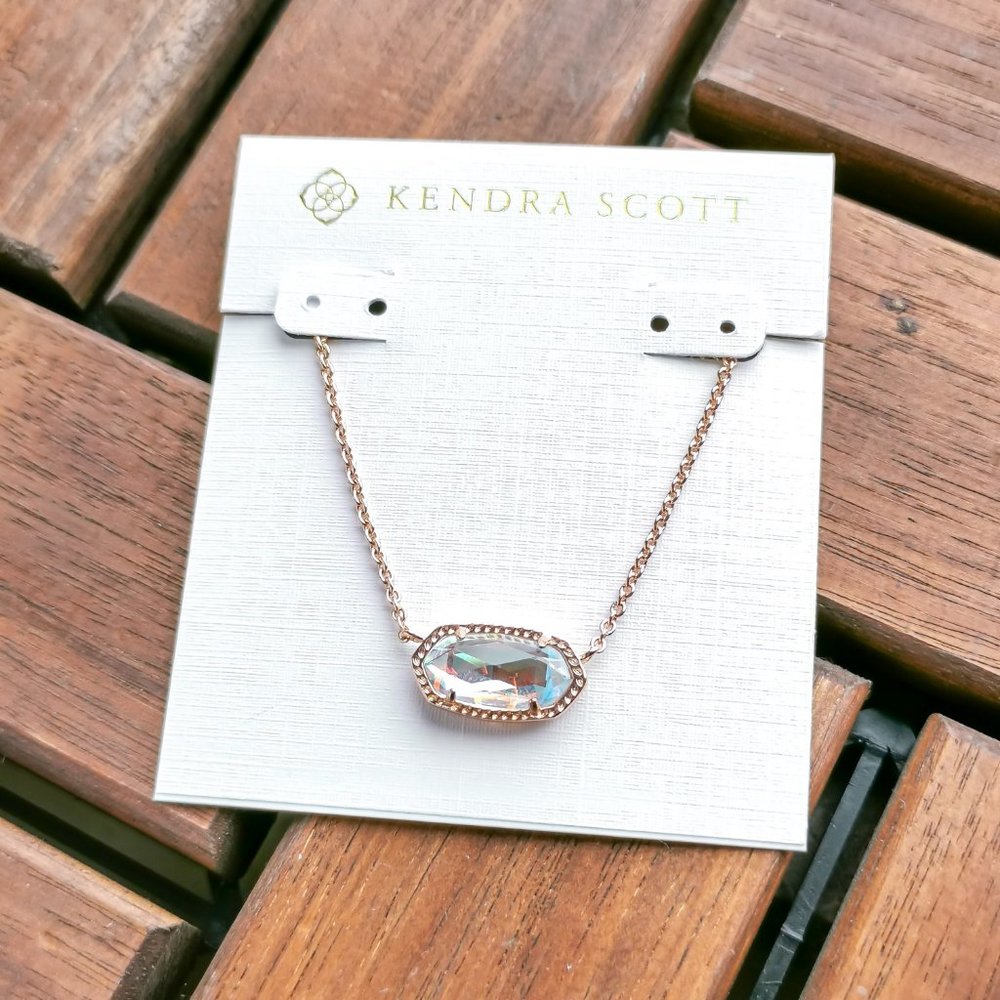 Elisa Rose Gold Pendant Necklace Dichroic Glass